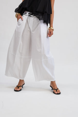 Pantalone Cotone Con Cintura bianco|Colore:Bianco