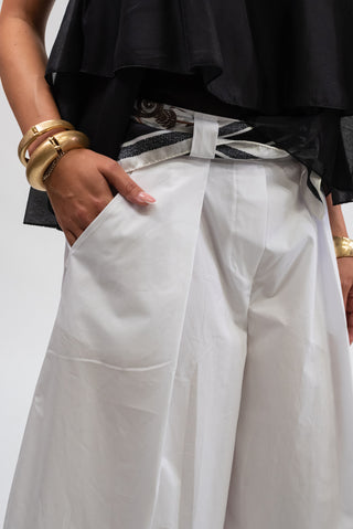 Pantalone Cotone Con Cintura bianco|Colore:Bianco