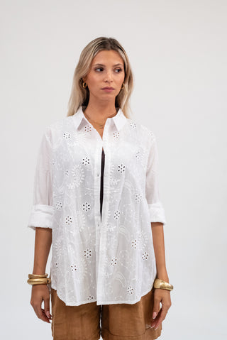 Camicia Sangallo bianco|Colore:Bianco