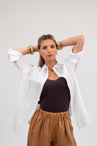 Camicia Sangallo bianco|Colore:Bianco