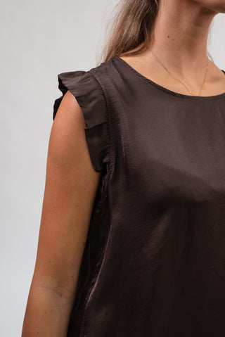 Blusa Viscosa con Volant moro|Colore:Moro