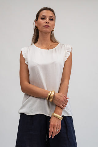Blusa Viscosa con Volant panna|Colore:Panna
