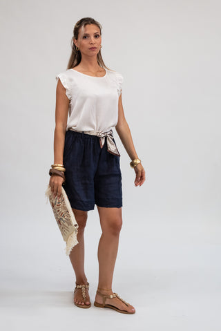 Blusa Viscosa con Volant panna|Colore:Panna