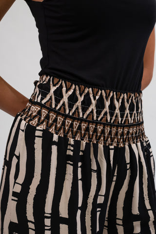 Pantalone Viscosa Fantasia nero/panna|Colore:Nero/panna