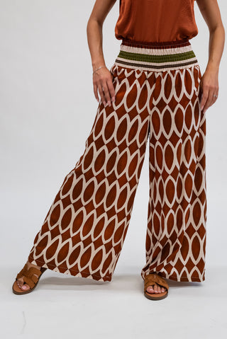 Pantalone Viscosa Fantasia coccio/panna|Colore:Coccio/panna