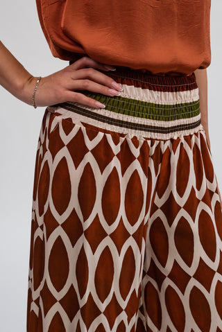 Pantalone Viscosa Fantasia coccio/panna|Colore:Coccio/panna