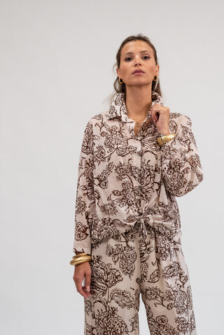 Camicia Cotone Fiore Moro|Colore:Moro