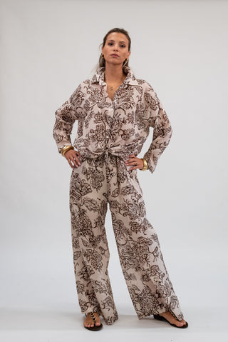 Camicia Cotone Fiore Moro|Colore:Moro