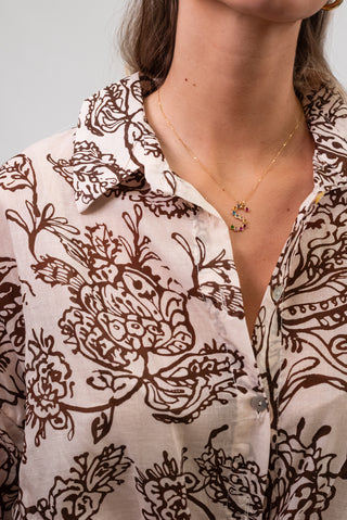 Camicia Cotone Fiore Moro|Colore:Moro