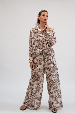 Pantalone Cotone Fiore moro|Colore:Moro