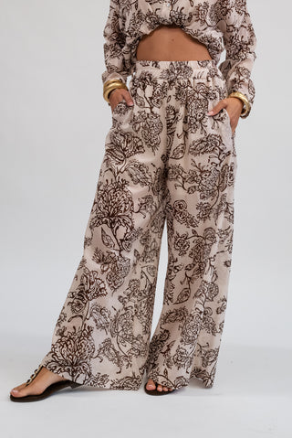 Pantalone Cotone Fiore moro|Colore:Moro