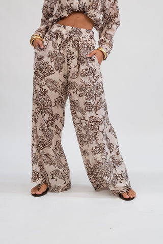 Pantalone Cotone Fiore moro|Colore:Moro