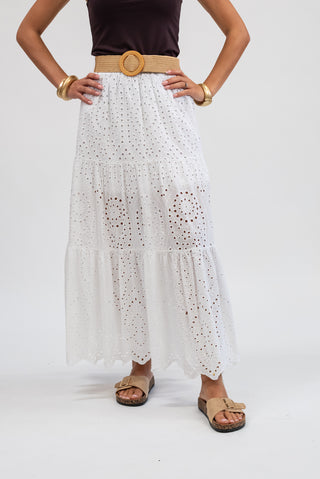 Gonna Sangallo Cintura bianco|Colore:Bianco