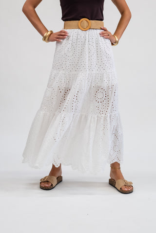 Gonna Sangallo Cintura bianco|Colore:Bianco
