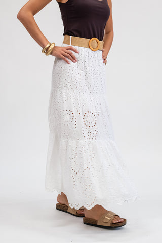 Gonna Sangallo Cintura bianco|Colore:Bianco
