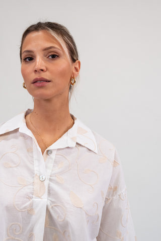 Camicia Ricamo Chic bianco|Colore:Bianco