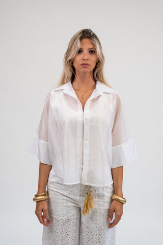 Camicia Tencel  bianco|Colore:Bianco