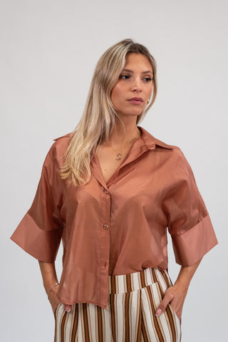 Camicia Tencel  ruggine|Colore:Ruggine