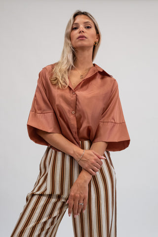 Camicia Tencel  ruggine|Colore:Ruggine