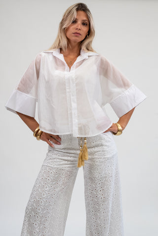Camicia Tencel  bianco|Colore:Bianco