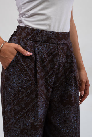Pantalone Palazzo Fantasia moro chiaro / celeste|Colore:Moro chiaro / celeste