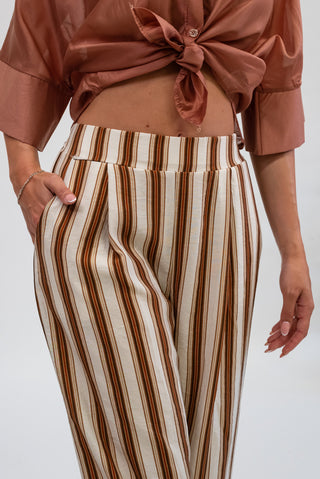 Pantalone Palazzo Fantasia panna/coccio|Colore:Panna/coccio