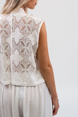 Camicia Smanicata Alamari bianco|Colore:Bianco