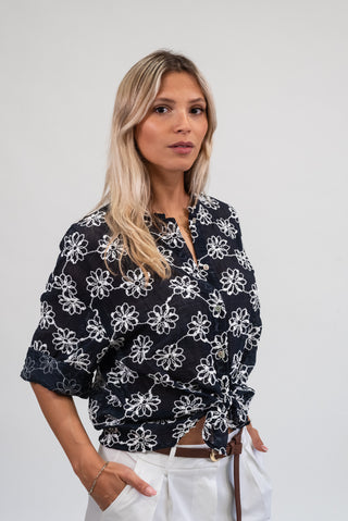 Blusa Ricamo blu|Colore:Blu