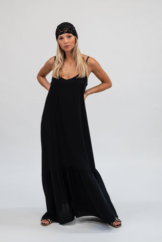 Abito Viscosa Spalline nero|Colore:Nero