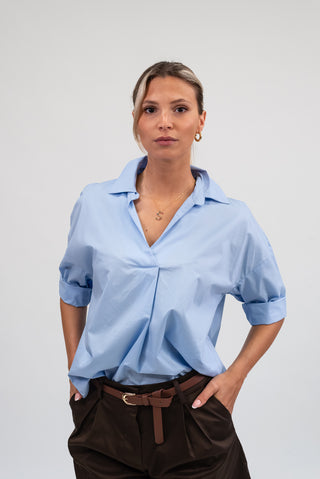 Camicia Maniche 3/4 celeste|Colore:Celeste