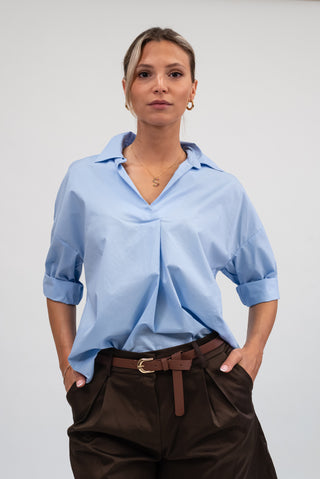 Camicia Maniche 3/4 celeste|Colore:Celeste