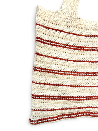 Borsa Tote Uncinetto panna/rosso|Colore:Panna/rosso