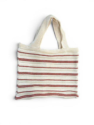 Borsa Tote Uncinetto panna/rosso|Colore:Panna/rosso
