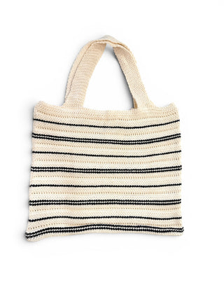 Borsa Tote Uncinetto panna/blu|Colore:Panna/blu