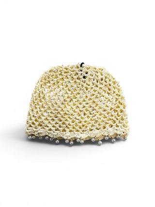 Cuffia Crochet Perle Panna|Colore:Panna