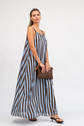 Abito Lungo Riga celeste/moro|Colore:Celeste/moro