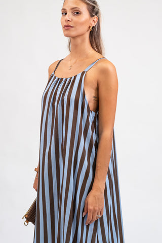 Abito Lungo Riga celeste/moro|Colore:Celeste/moro
