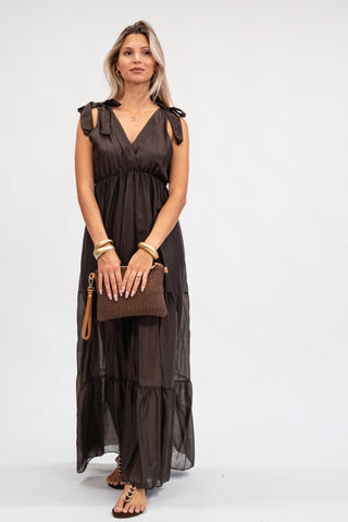 Abito Lungo Tencel Fiocchi moro|Colore:Moro