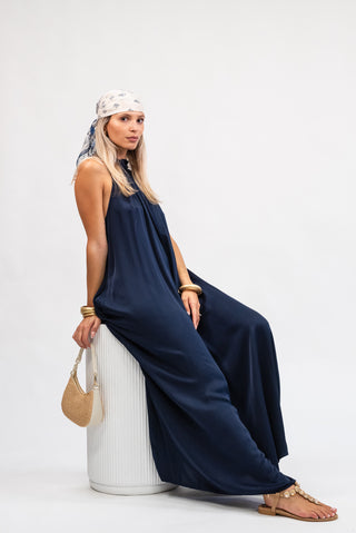 Abito Viscosa Halterneck Blu|Colore:Blu