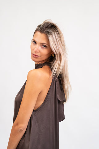 Abito Viscosa Halterneck Moro|Colore:Moro