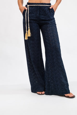 Pantalone Sangallo con Cintura Blu|Colore:Blu