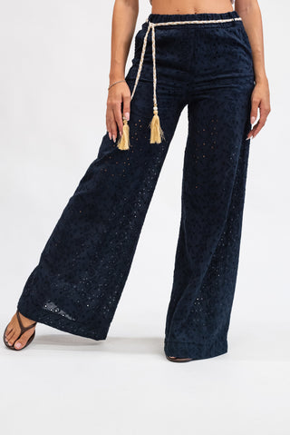 Pantalone Sangallo con Cintura Blu|Colore:Blu