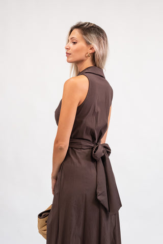 Abito  Smanicato Lungo con Nodo moro|Colore:Moro