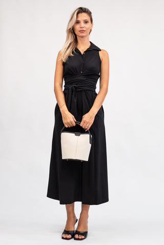 Abito  Smanicato Lungo con Nodo nero|Colore:Nero