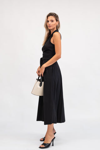Abito  Smanicato Lungo con Nodo nero|Colore:Nero