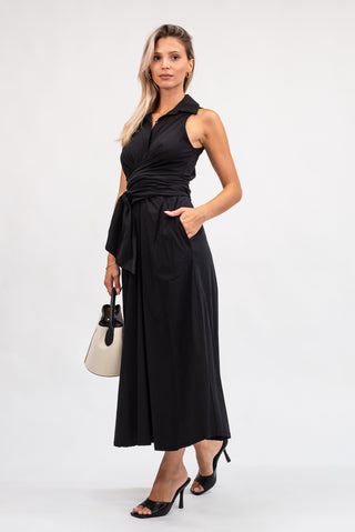 Abito  Smanicato Lungo con Nodo nero|Colore:Nero