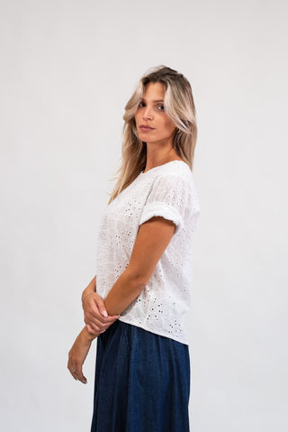 Maglia Sangallo Mezza Manica bianco|Colore:Bianco