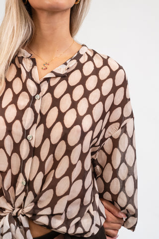 Camicia Fantasia Seta moro/panna|Colore:Moro/panna