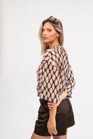 Camicia Fantasia Seta moro/panna|Colore:Moro/panna
