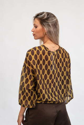 Camicia Fantasia Seta moro/verde olio|Colore:Moro/verde olio